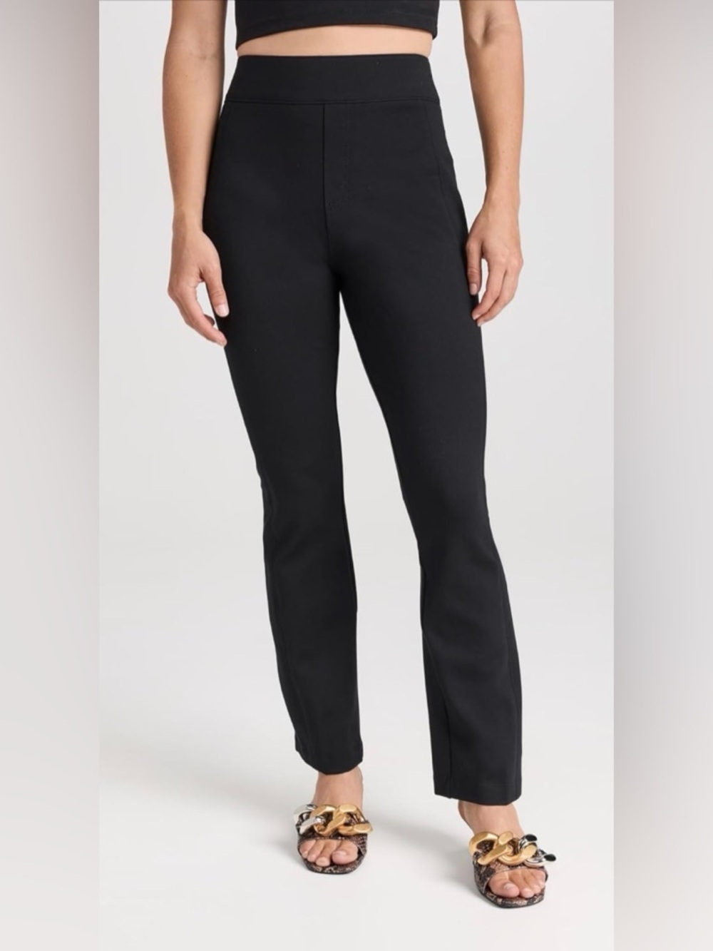 Spanx The Perfect Pants High-Rise Black Straight-Leg Ponte Size Medium